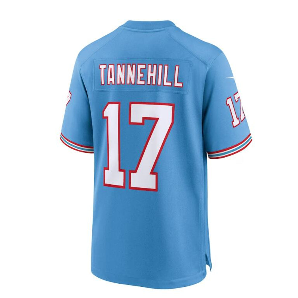 Custom #17 Light Blue Throwback TEN Football Shirt Top