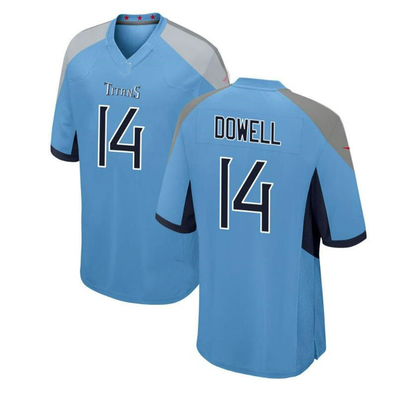 Custom #14 Light Blue TEN Football Shirt Top