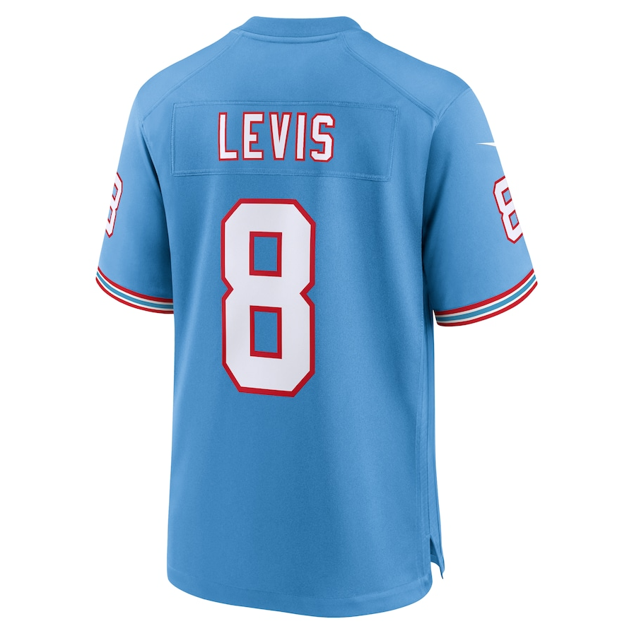 Custom #8 Light Blue Throwback TEN Football Shirt Top