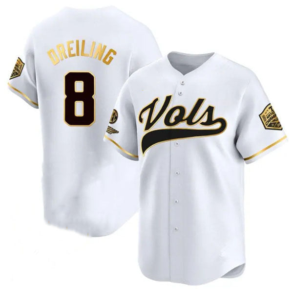 Custom #8 White 2024 Baseball Shirt Top