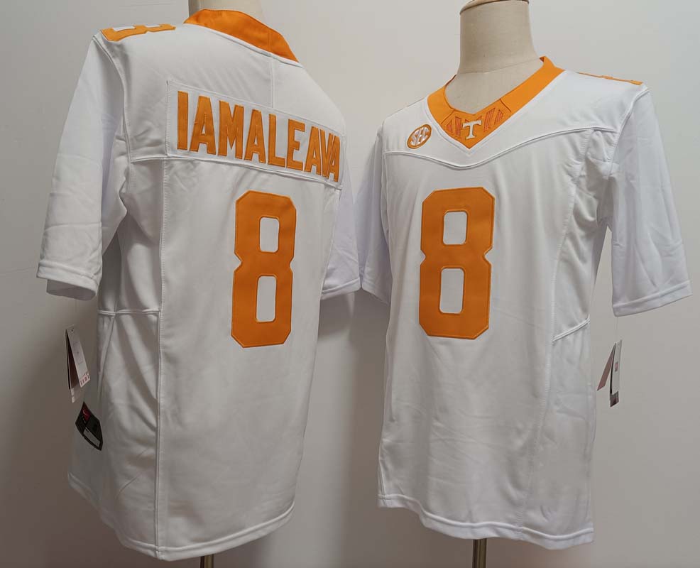 Custom #8 White College Shirt Top