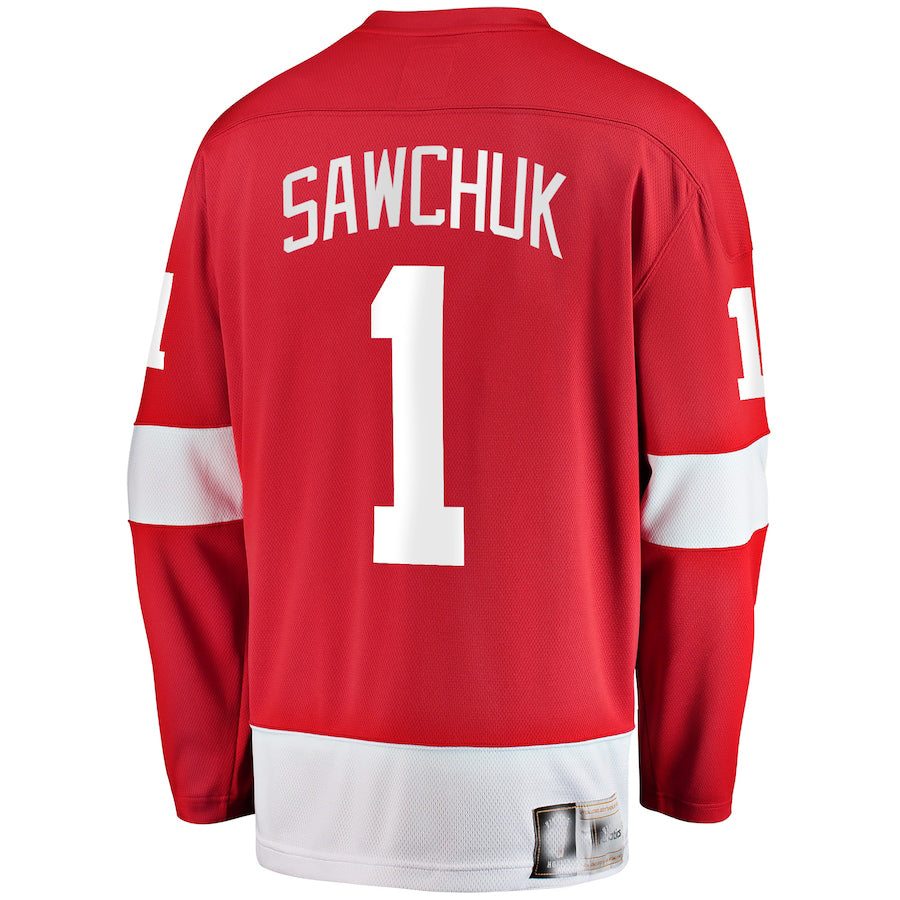 Custom #1 Red DET Hockey Shirt Top