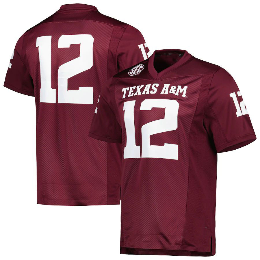 Custom #12 Maroon College Shirt Top