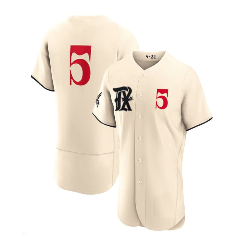 Custom #5 Cream 2023 City Connect TEX Baseball Shirt Top