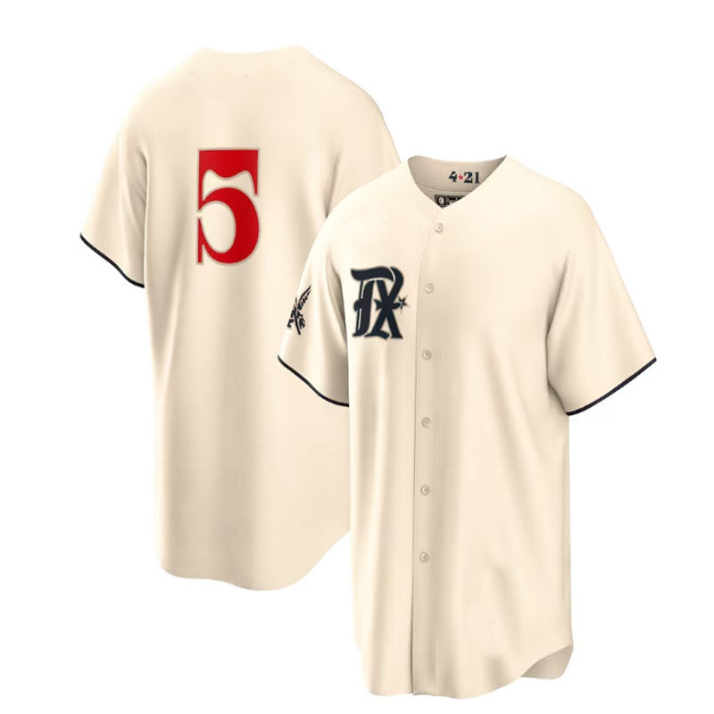 Custom #5 Cream 2023 City Connect TEX Baseball Shirt Top