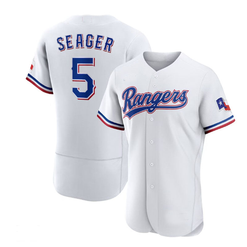 Custom #5 White TEX Baseball Shirt Top