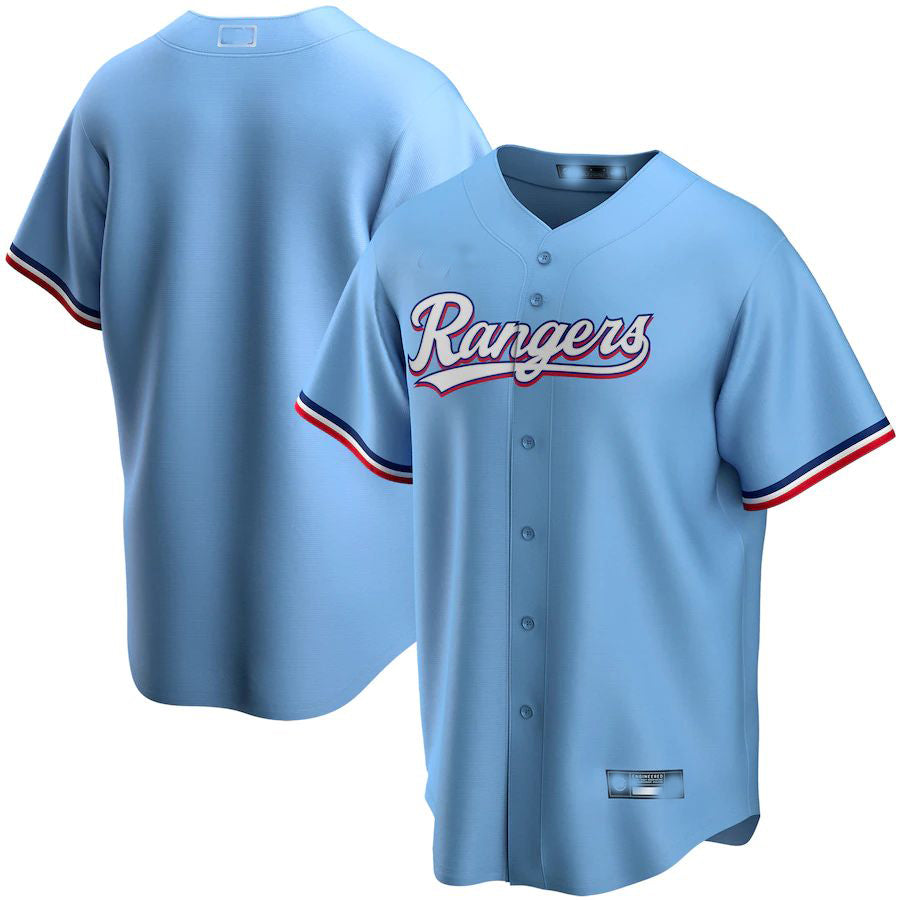 Custom Light Blue TEX Baseball Shirt Top