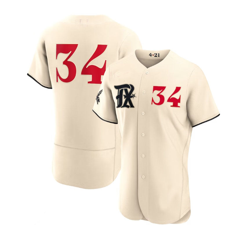 Custom #34 Cream 2023 City Connect TEX Baseball Shirt Top