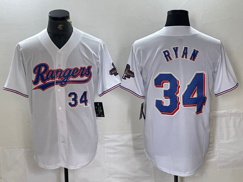 Custom #34 White 2024 TEX Baseball Shirt Top