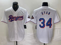 Custom #34 White 2024 TEX Baseball Shirt Top
