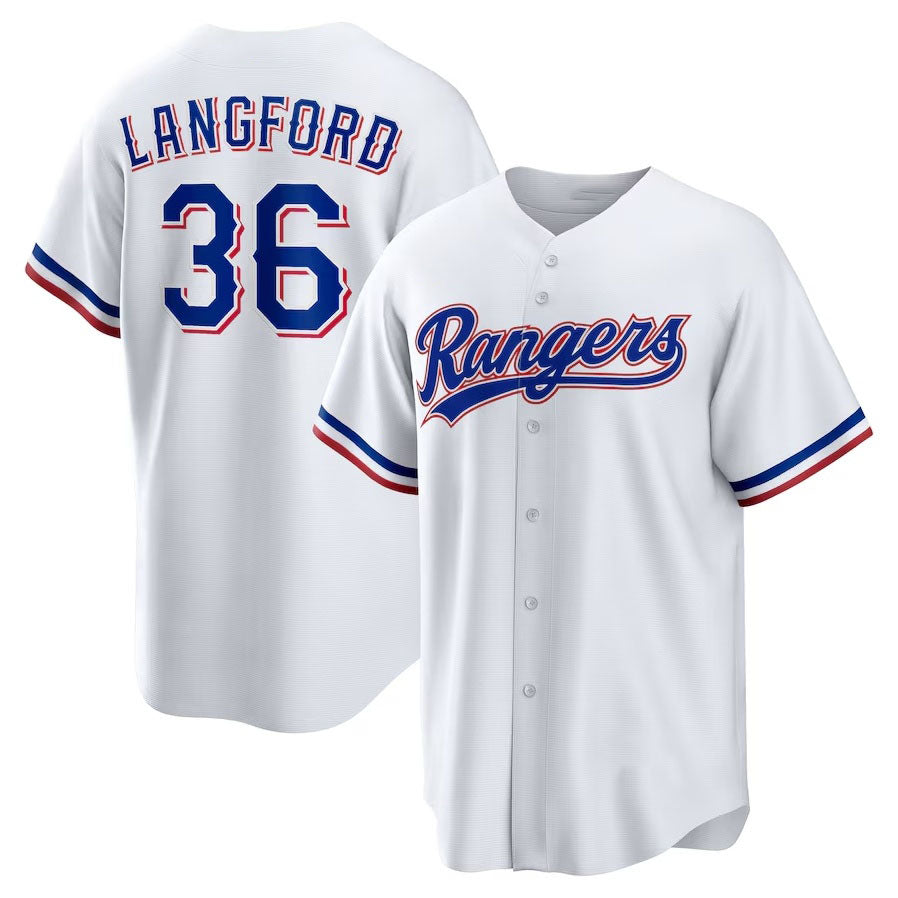Custom #36 White TEX Baseball Shirt Top