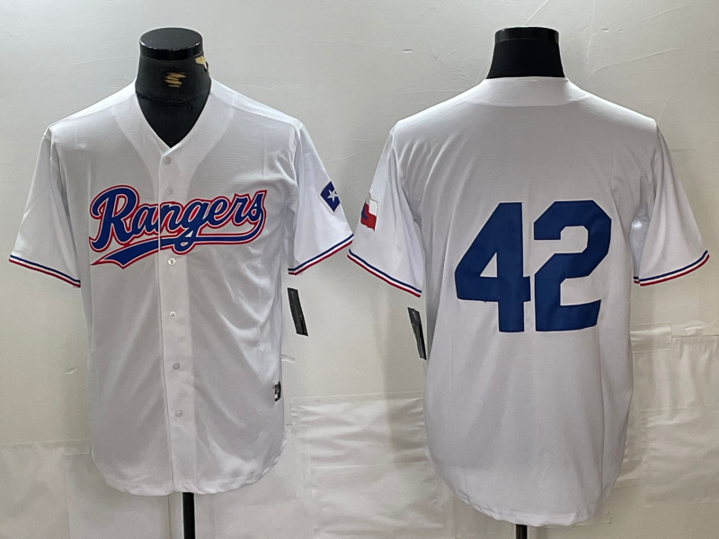 Custom #42 White TEX Baseball Shirt Top