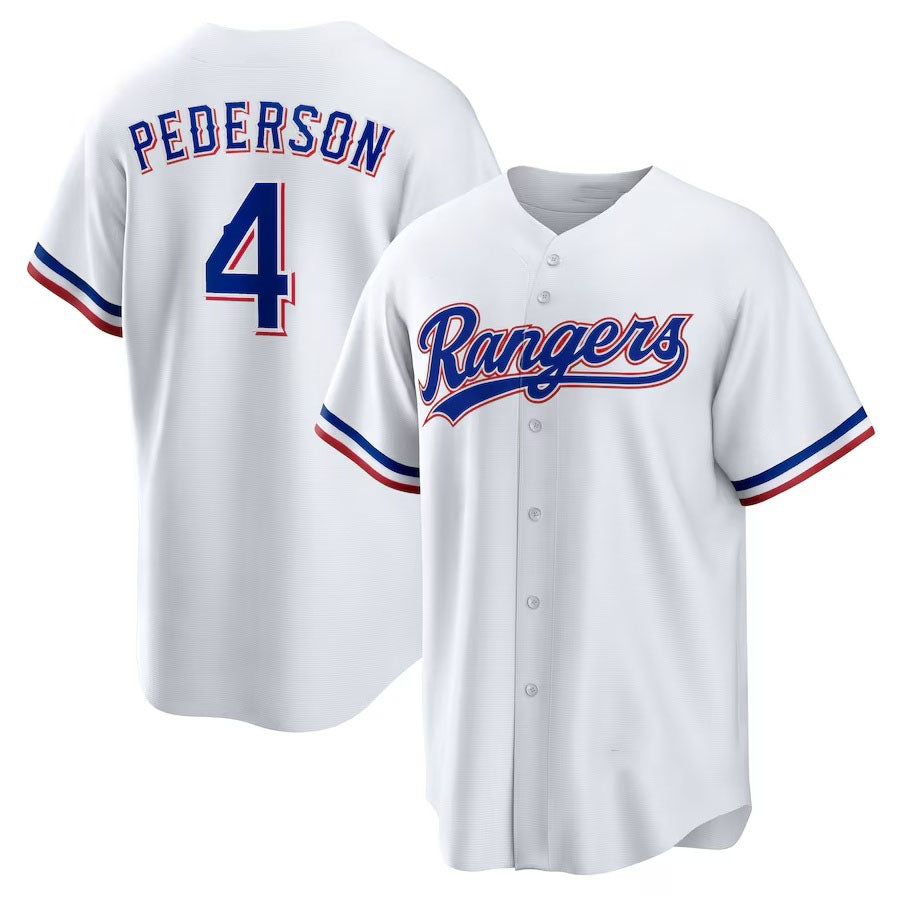 Custom #4 White TEX Baseball Shirt Top