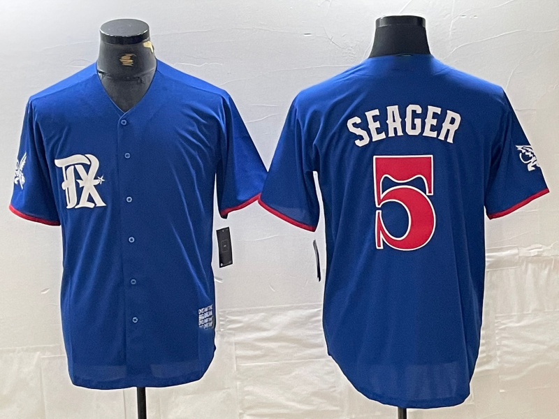 Custom #5 Royal Blue 2023 City Connect TEX Baseball Shirt Top