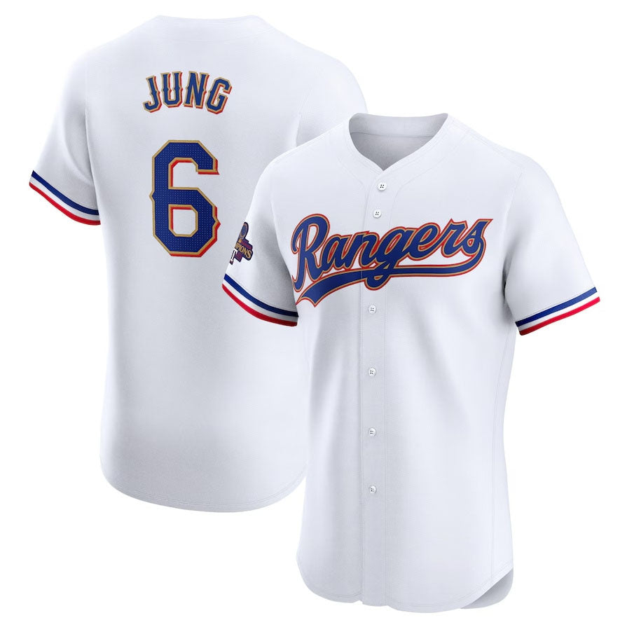 Custom #6 White 2024 TEX Baseball Shirt Top
