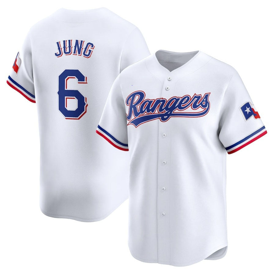 Custom #6 White TEX Baseball Shirt Top