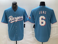 Custom #6 Light Blue TEX Baseball Shirt Top