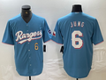 Custom #6 Light Blue TEX Baseball Shirt Top
