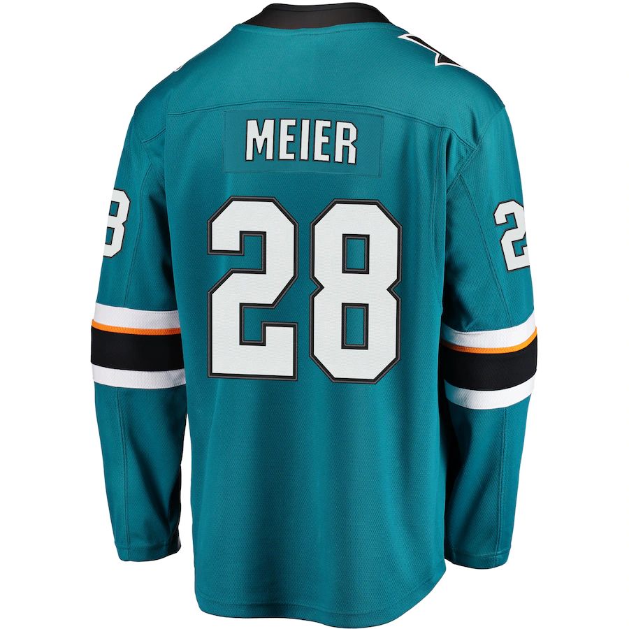 Custom #28 Teal SJS Hockey Shirt Top