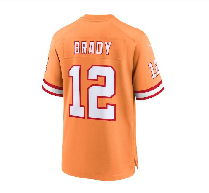 Custom #12 Orange Throwback TB Football Shirt Top