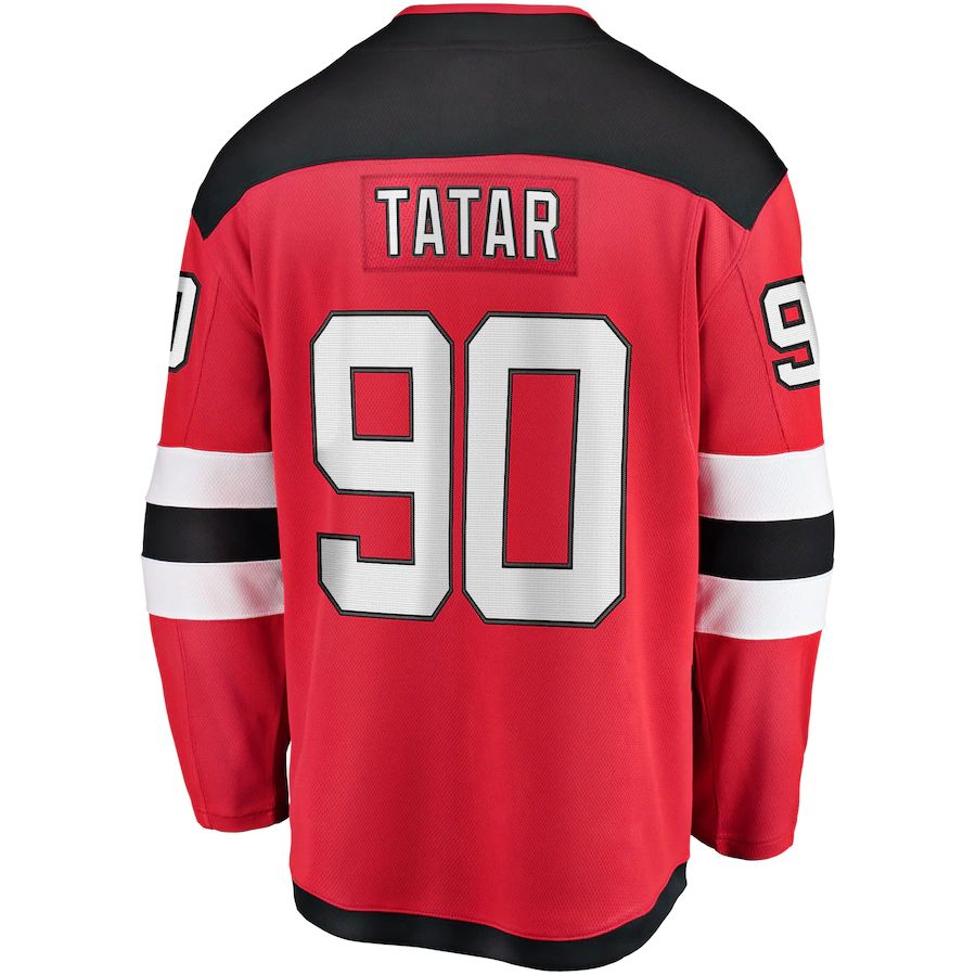 Custom #90 Red NJD Hockey Shirt Top