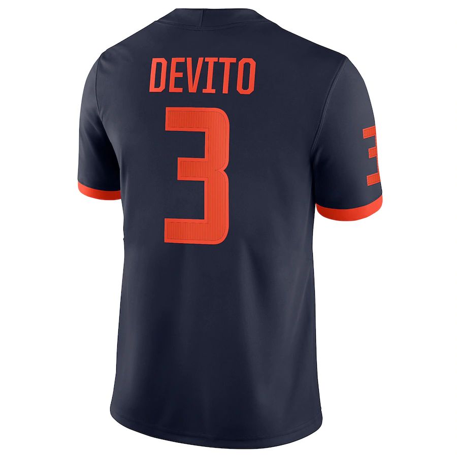 Custom #3 Navy Football Shirt Top