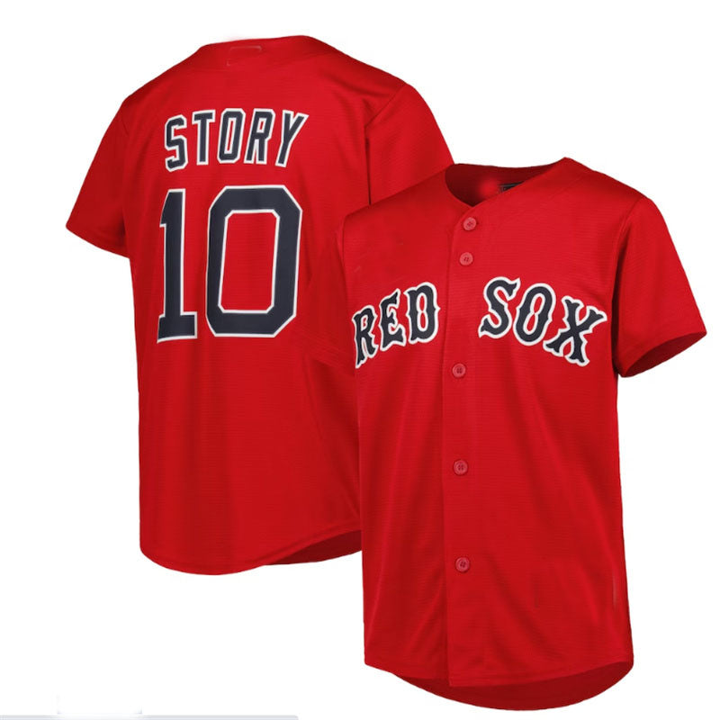 Custom #10 Red BOS Baseball Shirt Top