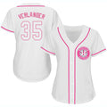 Custom White HOU Baseball Shirt Top