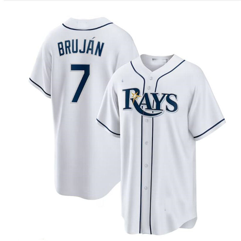 Custom #7 White TB Baseball Shirt Top