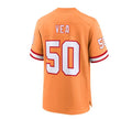 Custom #50 Orange Throwback TB Football Shirt Top