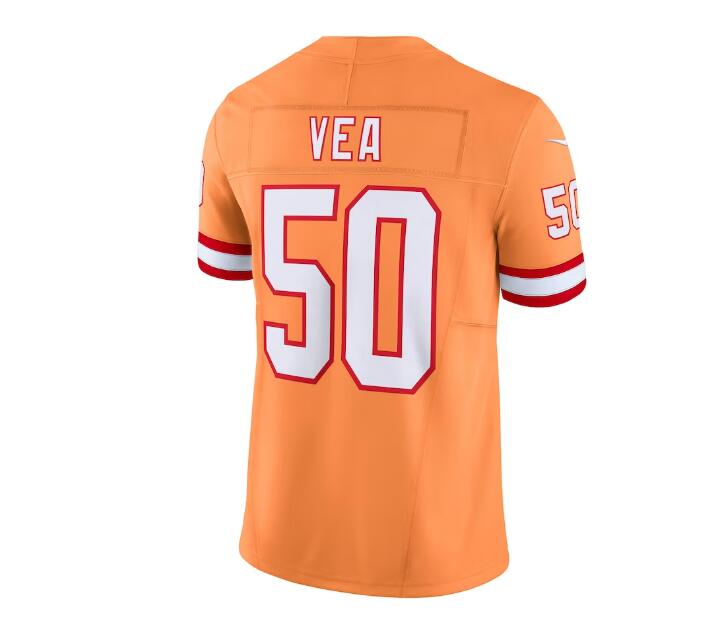 Custom #50 Orange Throwback TB Football Shirt Top