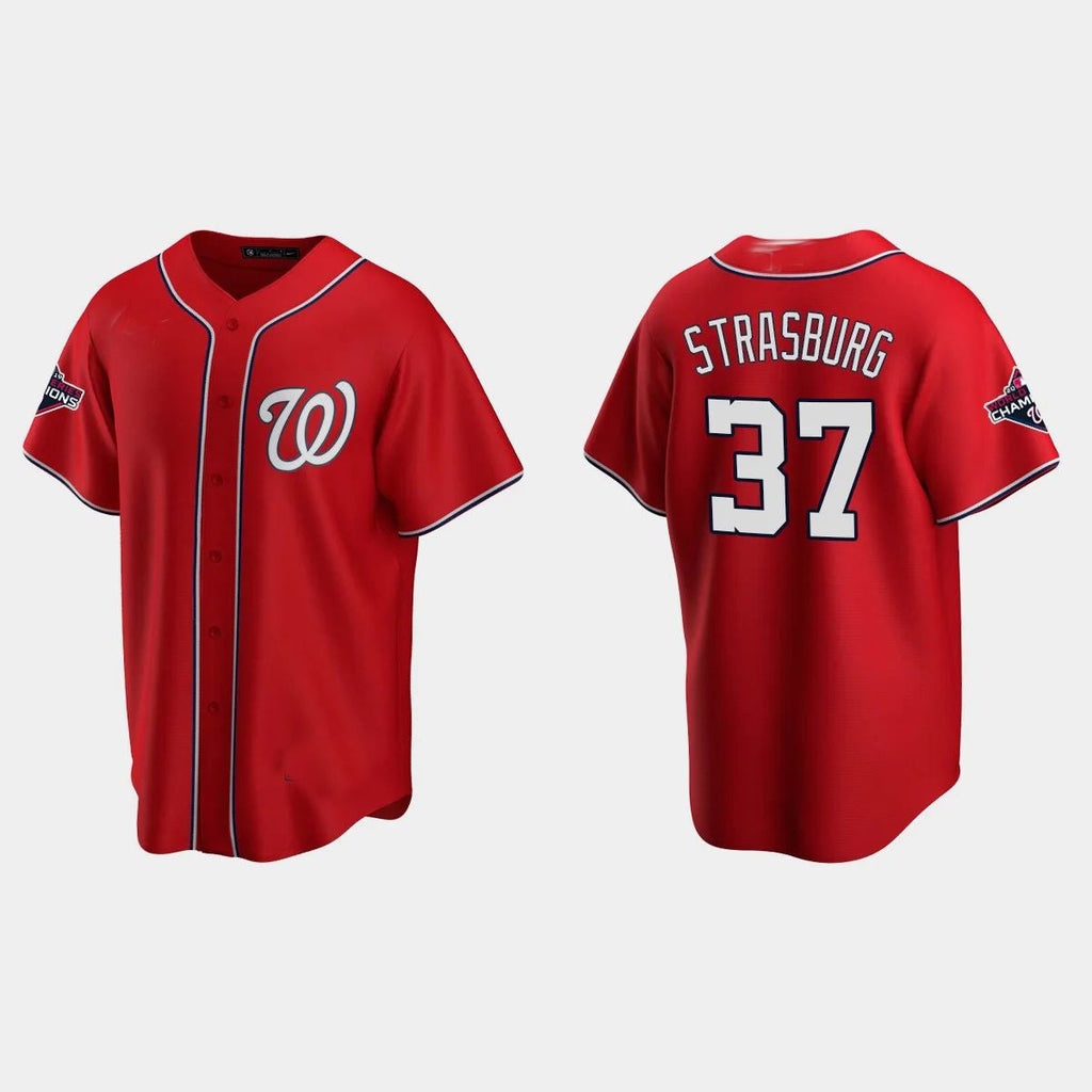 Custom #37 Red 2019 World Series Champions WSH Baseball Shirt Top