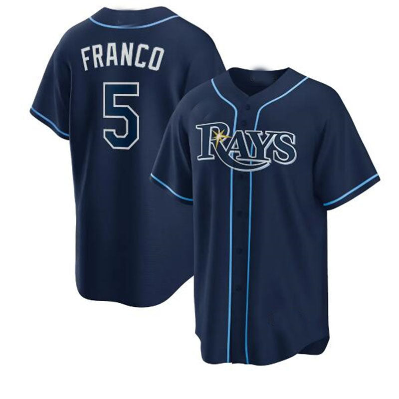 Custom #5 Navy TB Baseball Shirt Top