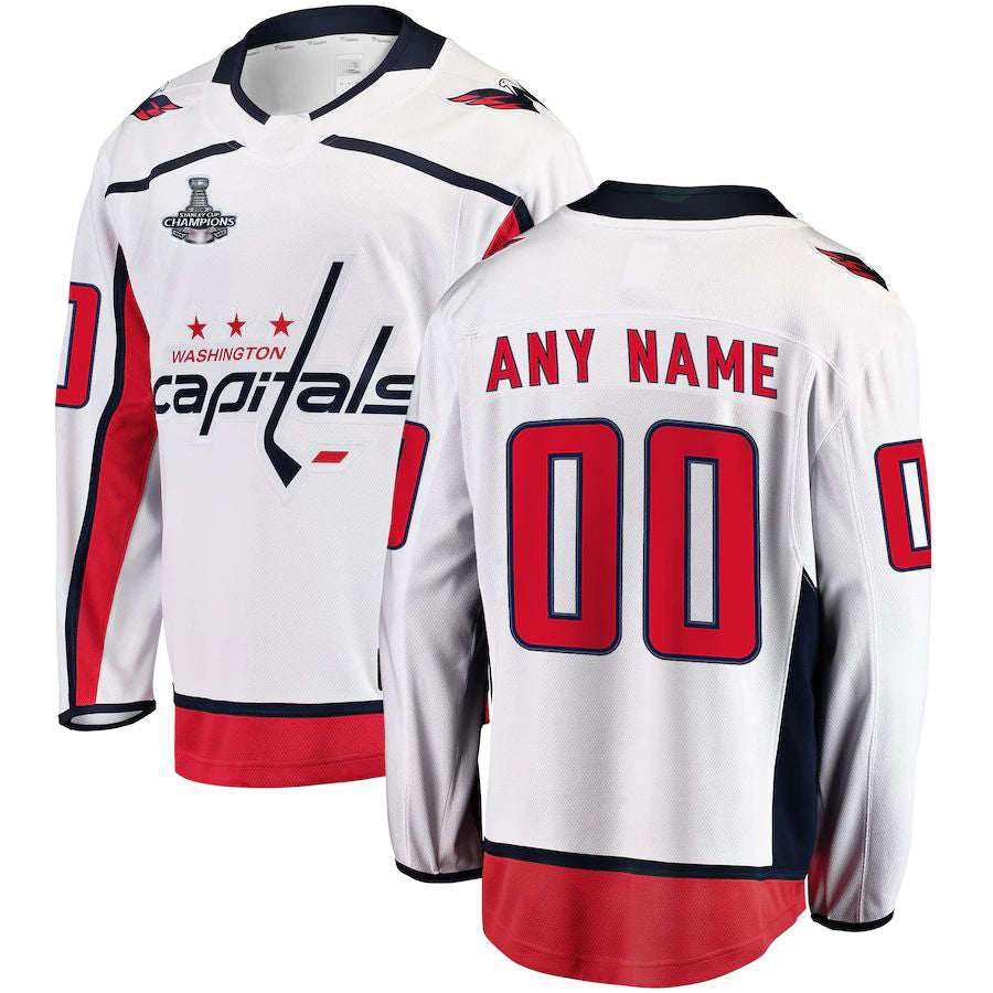 Custom White 2018 Stanley Cup WSH Hockey Shirt Top