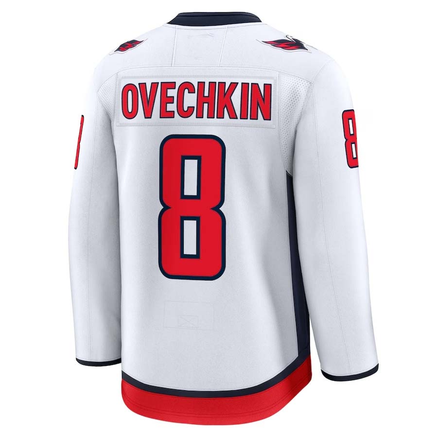 Custom #8 White WSH Hockey Shirt Top