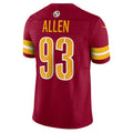 Custom #93 Burgundy WAS Football Shirt Top