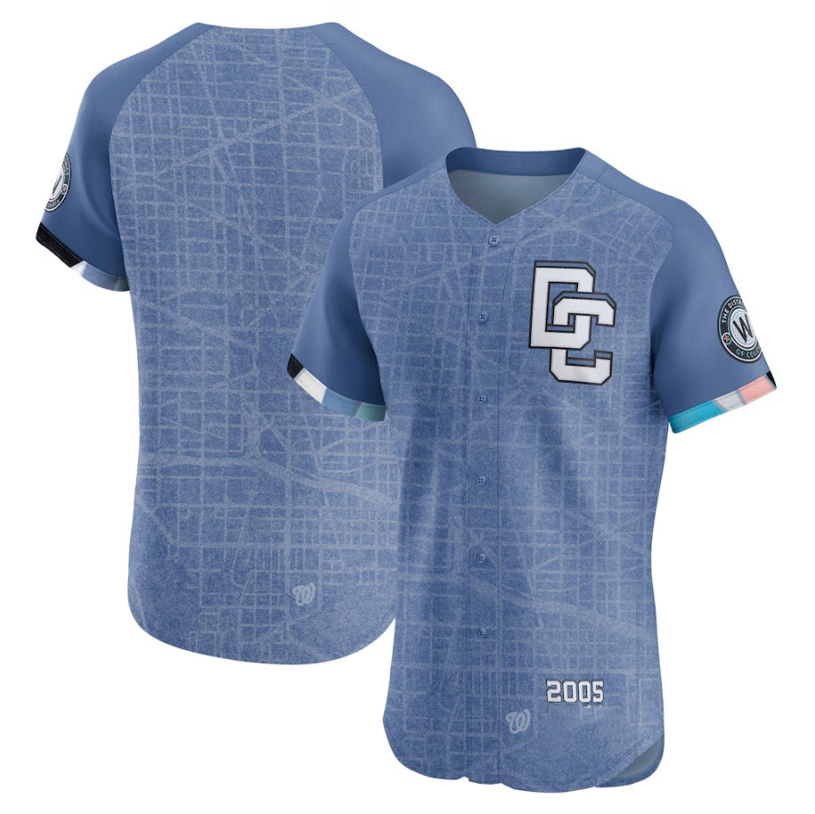 Custom Blue 2025 City Connect WSH Baseball Shirt Top