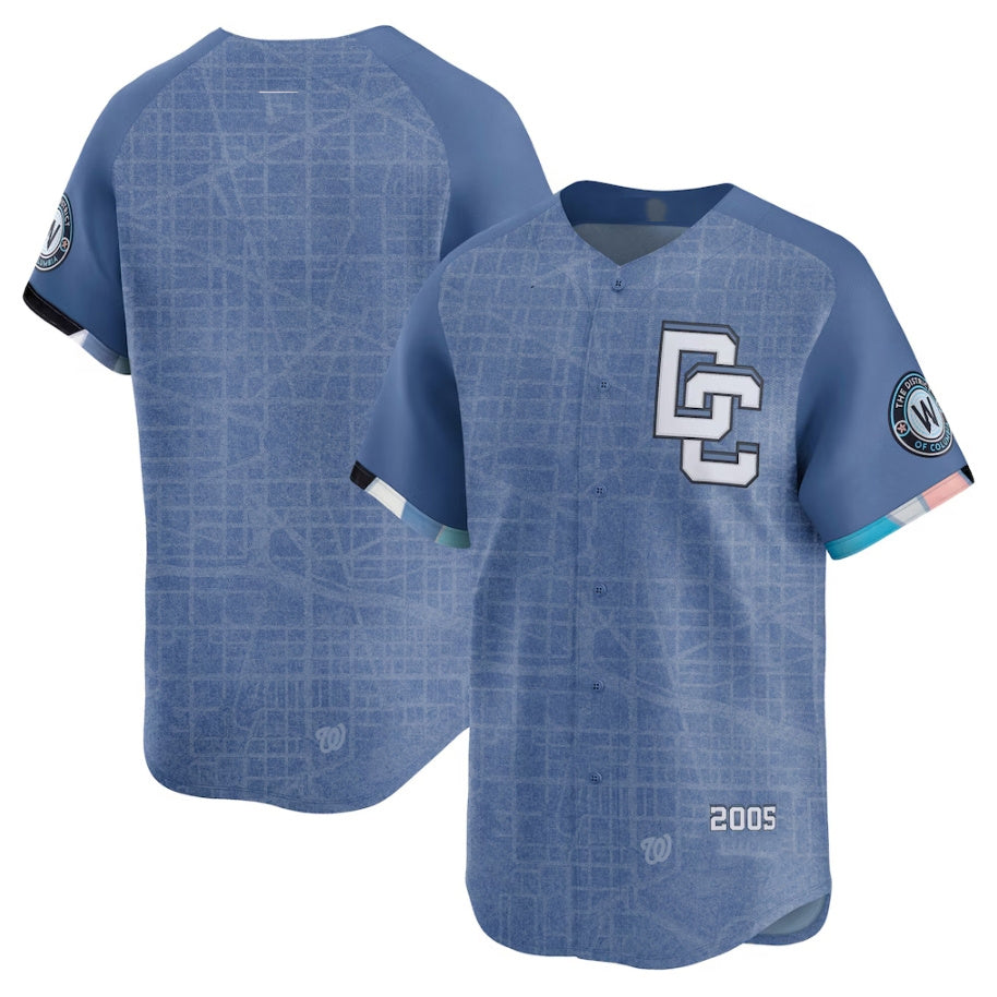 Custom Blue 2025 City Connect WSH Baseball Shirt Top