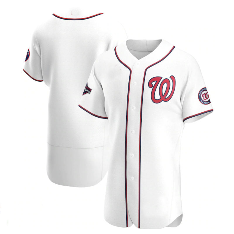Custom White 2019 World Series Champions WSH Baseball Shirt Top