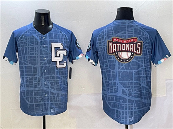 Custom Blue 2025 City Connect WSH Baseball Shirt Top