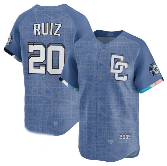 Custom #20 Blue 2025 City Connect WSH Baseball Shirt Top