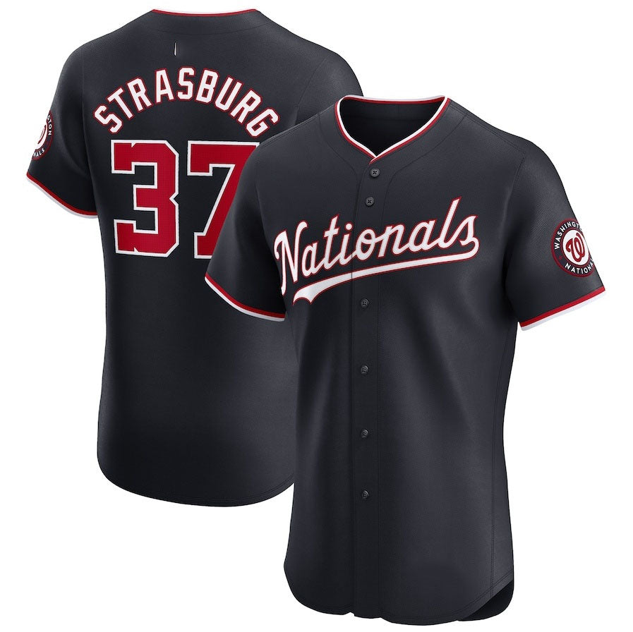 Custom #37 Navy WSH Baseball Shirt Top