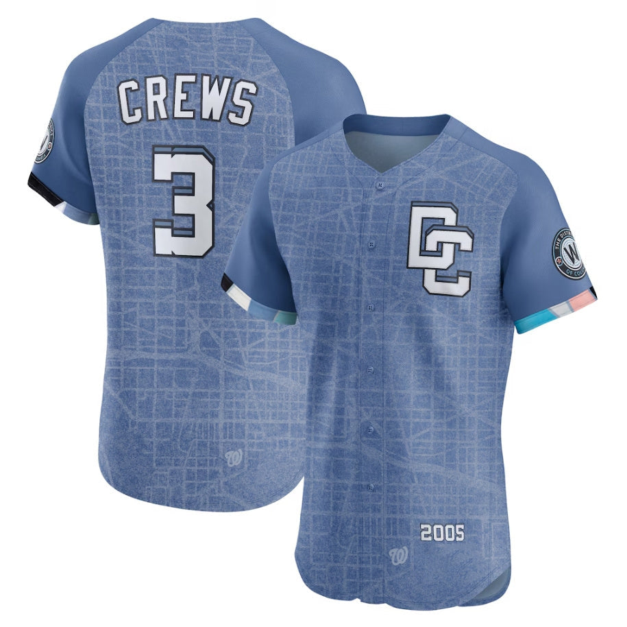 Custom #3 Blue 2025 City Connect WSH Baseball Shirt Top
