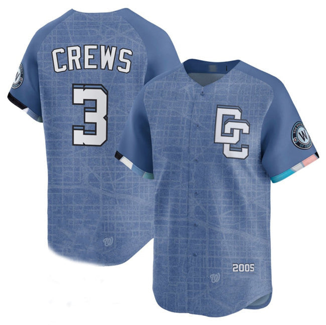 Custom #3 Blue 2025 City Connect WSH Baseball Shirt Top