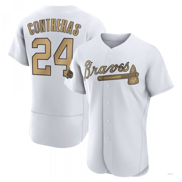 Custom #24 White 2022 ATL Baseball Shirt Top