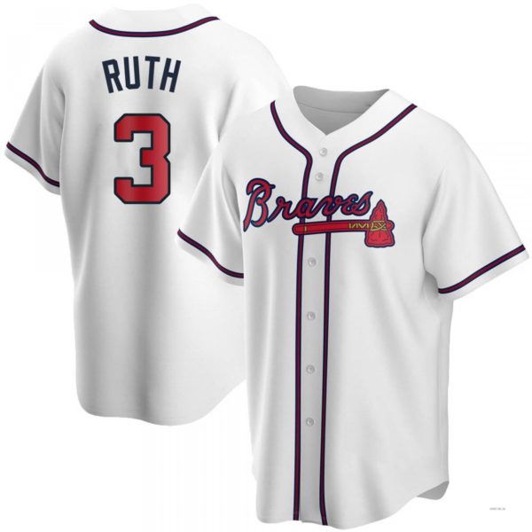 Custom #3 White ATL Baseball Shirt Top