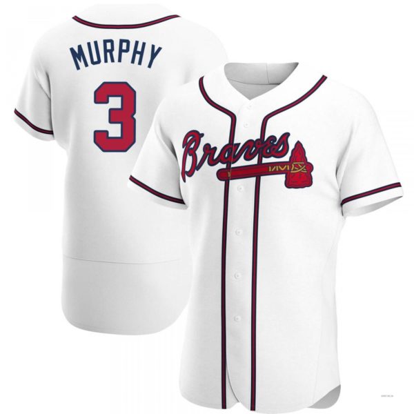 Custom #3 White ATL Baseball Shirt Top