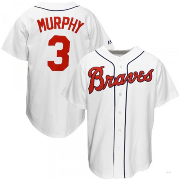 Custom #3 White Throwback ATL Baseball Shirt Top