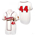 Custom #44 White Throwback ATL Baseball Shirt Top