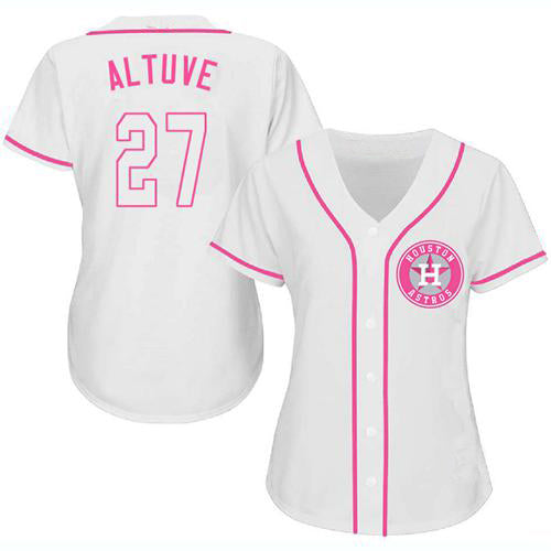 Custom White HOU Baseball Shirt Top